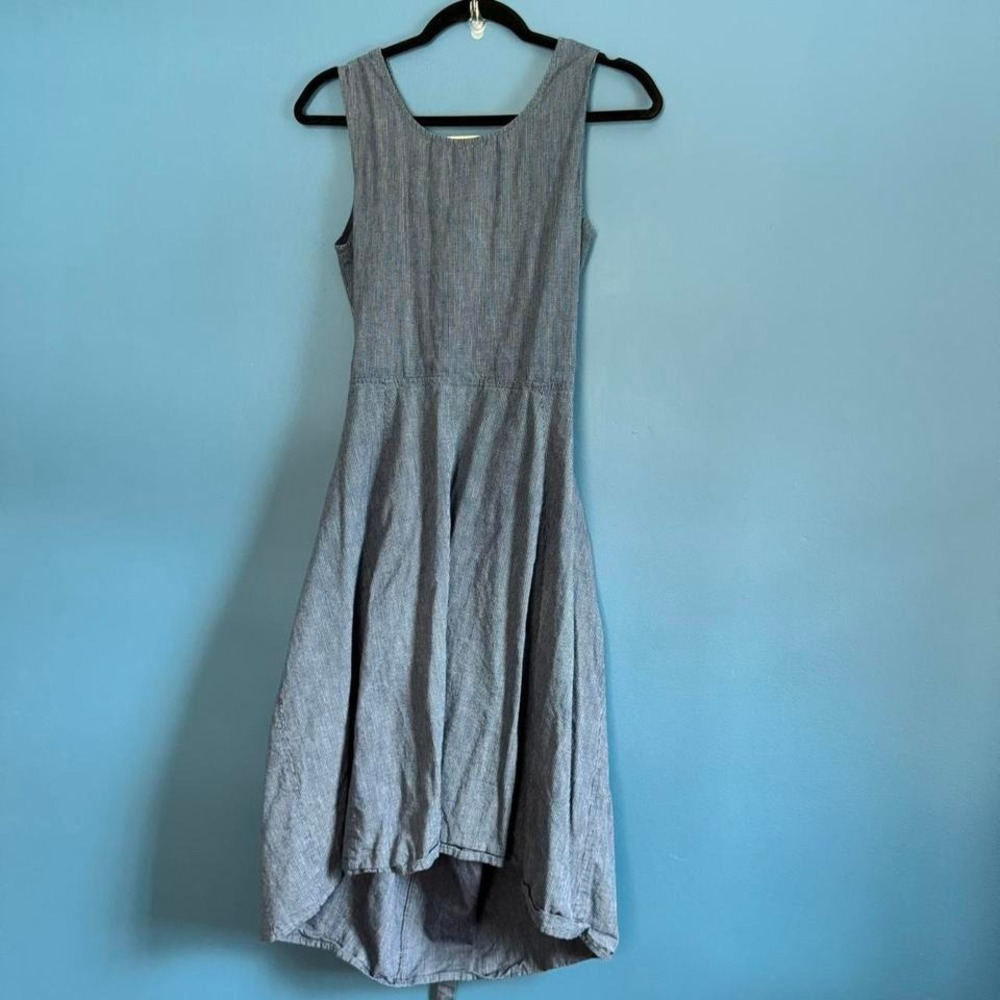 Caron Callahan Dress‎ Women's Size Small Striped Blue White Button Cutout Twee - Picture 6 of 8